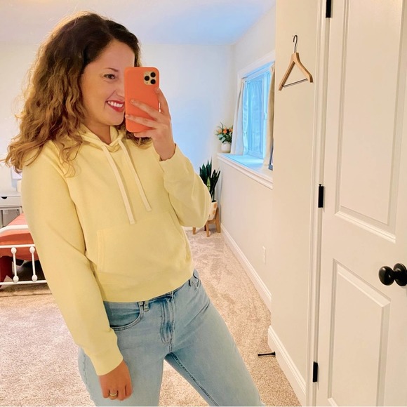 Everlane Tops - Everlane Light Yellow Cropped Cotton Hoodie Medium